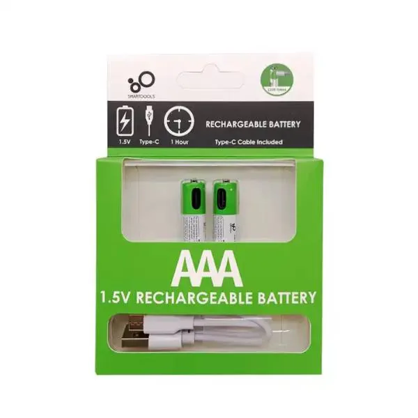 SmarToools AAA Rechargeable Battery (2 Pcs Set) – Type-C USB Rechargeable 1.5V Lithium Battery