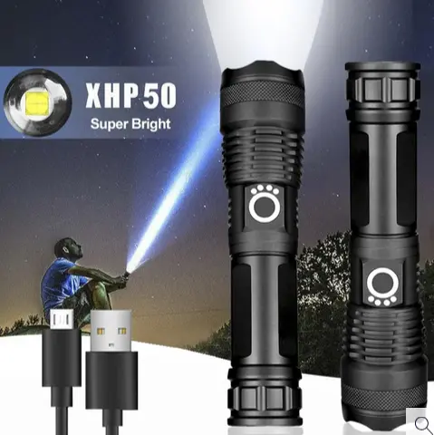 Zoom XHP50 LED Flashlight Rechargeable Torchlight