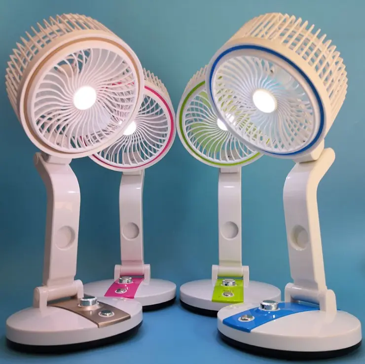 Rechargeable Folding Table Fan With LED Light