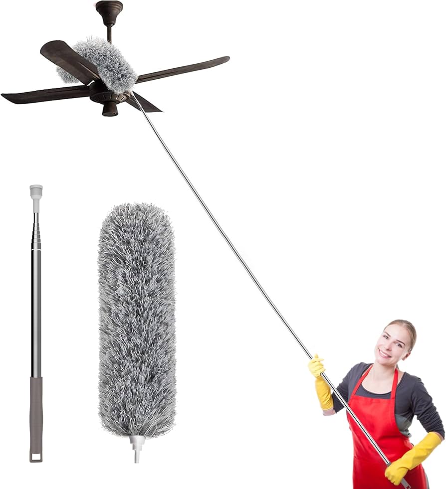 Flexible Duster for Fan Cleaning Mop with Long Rod Extendable Duster